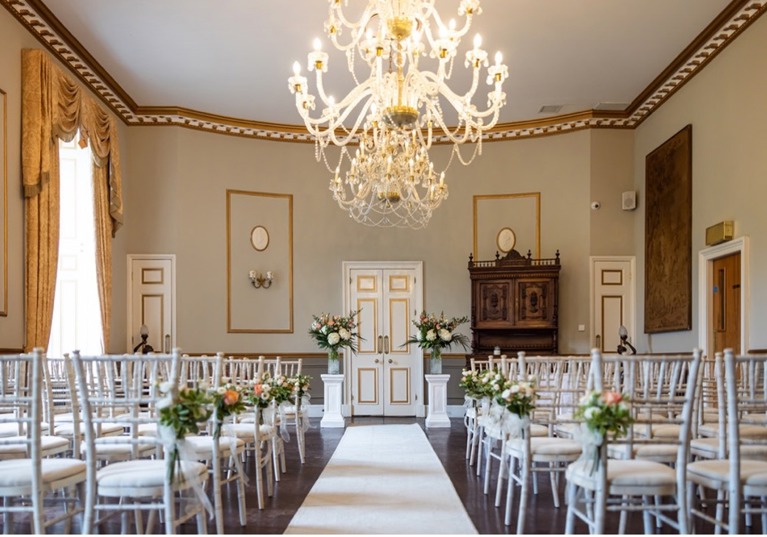 Ceremony room with chandelier